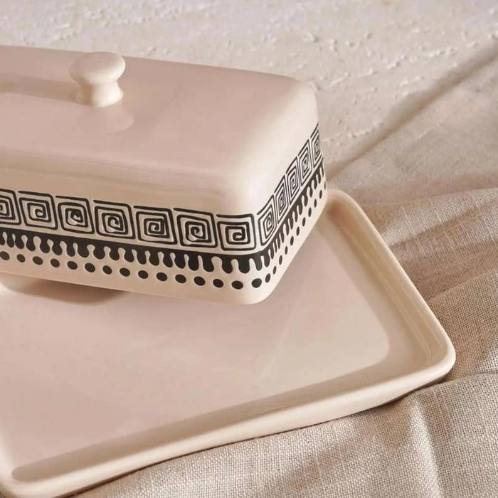 Eleni Ethnic Butter Dish 17.9X11.3X8.2Cm -Black & Beige