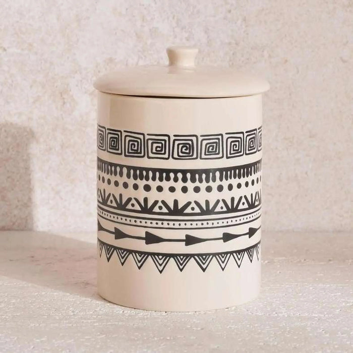 Eleni Ethnic Canister 750Ml -Black & Beige