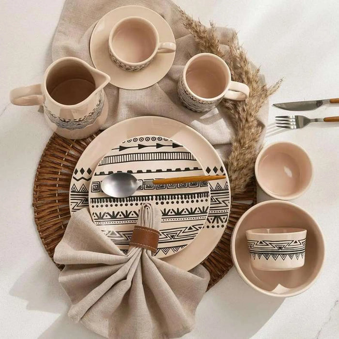 Eleni Ethnic Cereal Bowl Dia15.2X7.6Cm -Black & Beige