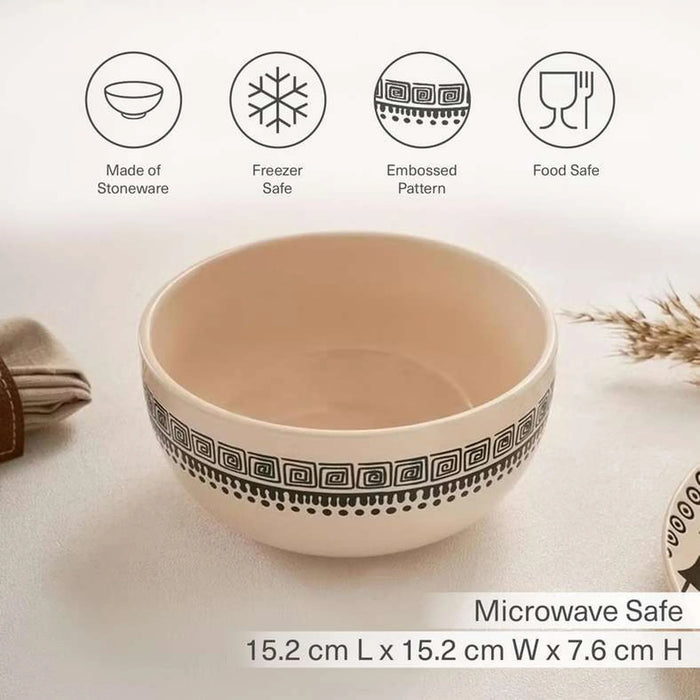 Eleni Ethnic Cereal Bowl Dia15.2X7.6Cm -Black & Beige