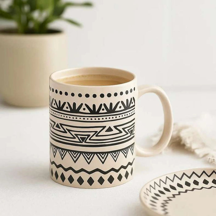 Eleni Ethnic Mug 300Ml -Black & Beige