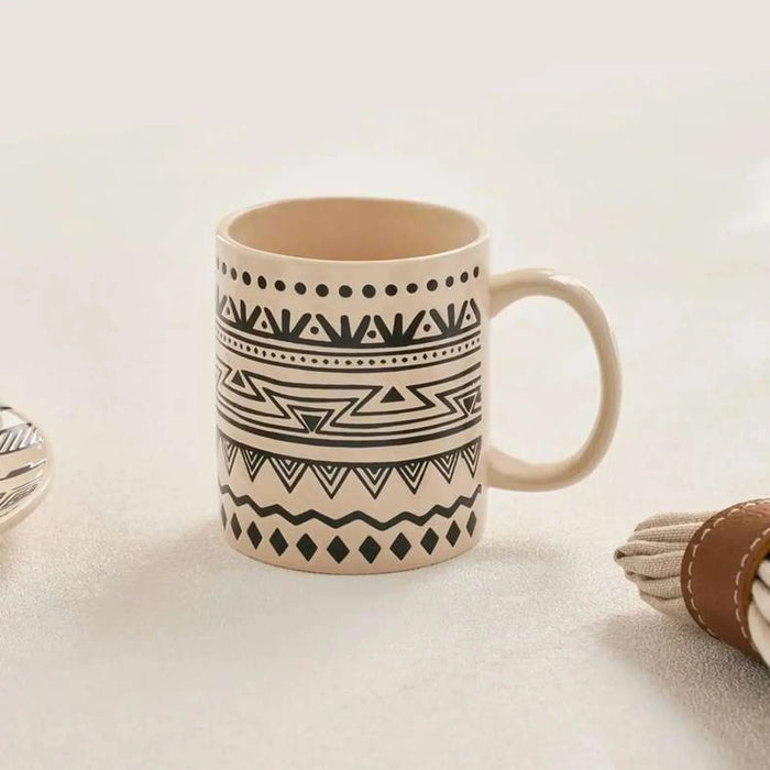 Eleni Ethnic Mug 300Ml -Black & Beige