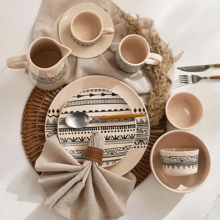 Eleni Ethnic Mug 300Ml -Black & Beige