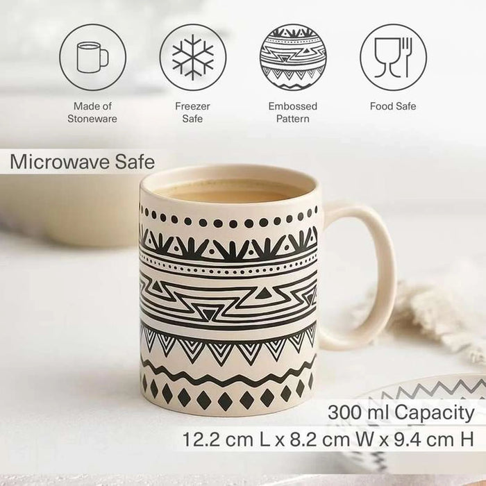Eleni Ethnic Mug 300Ml -Black & Beige