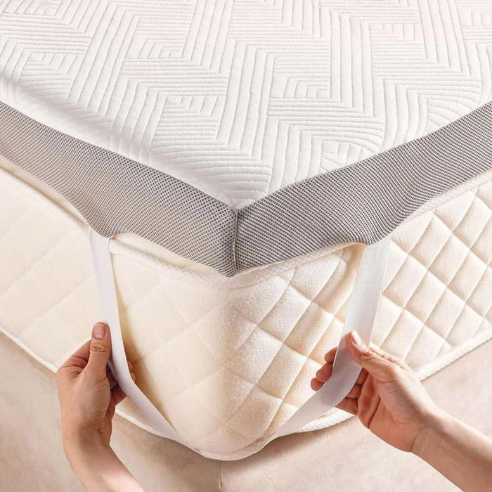 Elevate Extra Plush Dual Memory Foam Single Mattress Topper 90X200+10Cm - White Pan Home