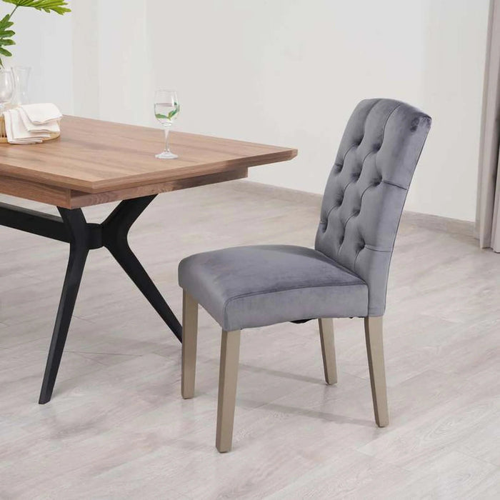Elke Dining Chair With Tufting - Grey Gold Pan Home