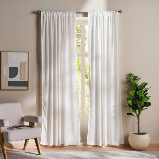 Ellington Foil Organza Sheer 2 Piece Curtain Set 135X240Cm - Gold Pan Home