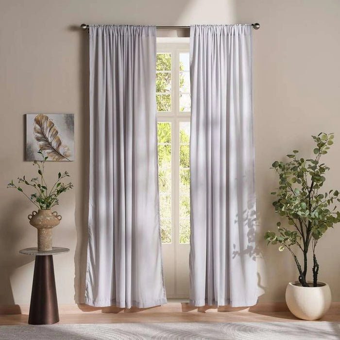 Ellington Organza Sheer 2 Piece Curtain Set 135X240Cm - Silver Grey Pan Home