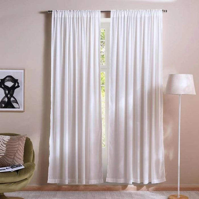 Ellington Organza Sheer 2 Piece Curtain Set 135X240Cm - White Pan Home
