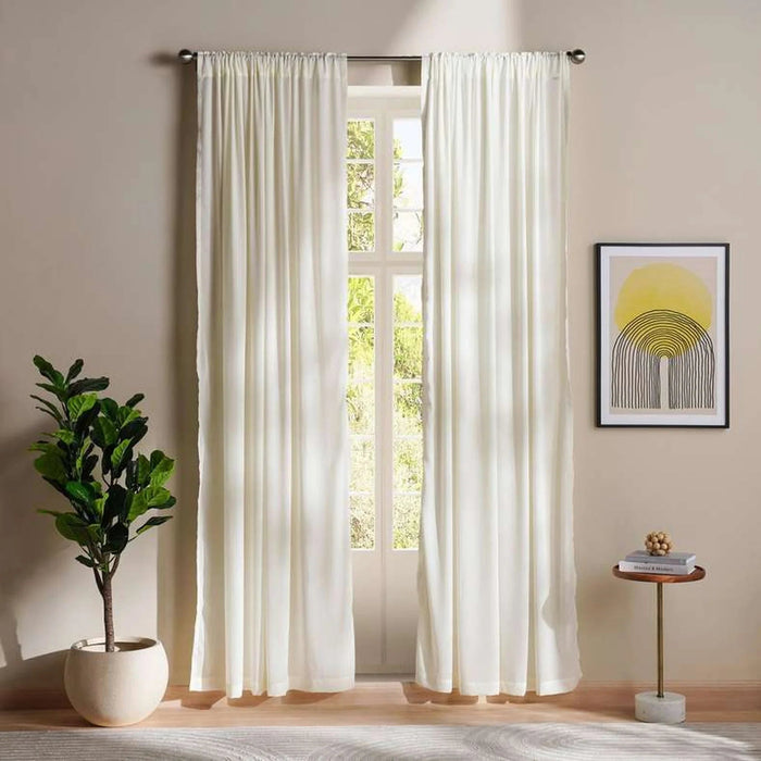 Ellington Organza Sheer 2 Piece Curtain Set 135X300Cm - Beige Pan Home