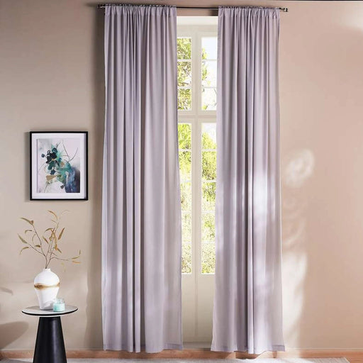 Ellington Organza Sheer 2 Piece Curtain Set 135X300Cm - Silver Grey Pan Home