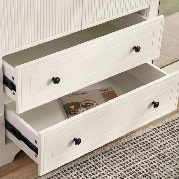 Ellon Kids 3 Door Wardrobe With Mirror - White Pan Home