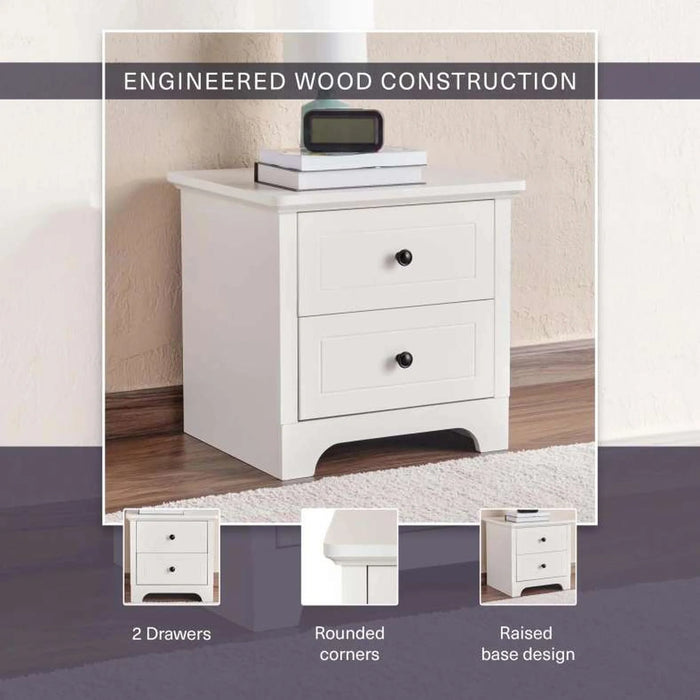 Ellon Kids Night Stand With 2 Drawer - White