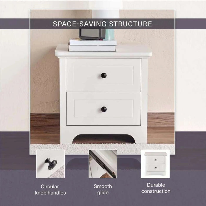 Ellon Kids Night Stand With 2 Drawer - White