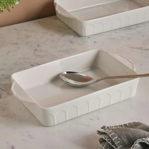 Elmira Porcelain Rectangular Baking Dish 34X20X6Cm -White Pan Home