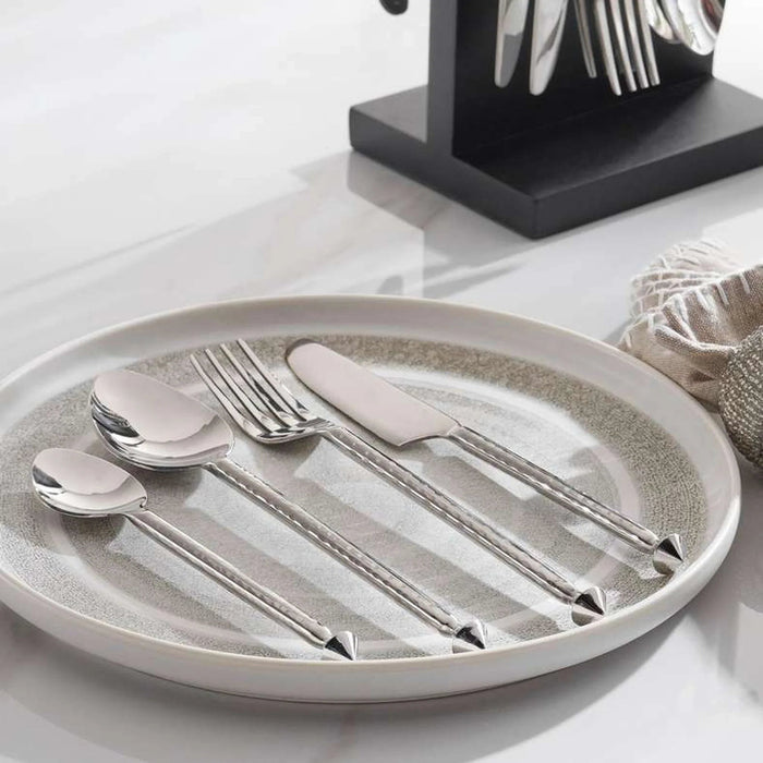 Elnaz 16-Piece Cutlery Set With Stand -Chrome Pan Home