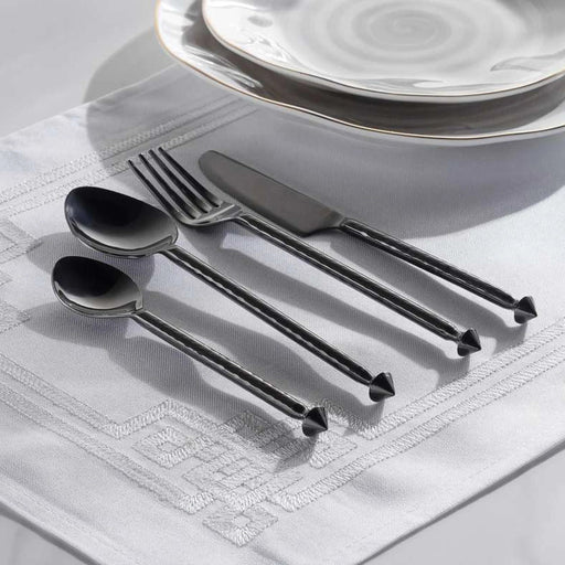 Elnaz 24-Piece Cutlery Set With Stand -Black Pan Home