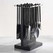 Elnaz 24-Piece Cutlery Set With Stand -Black Pan Home