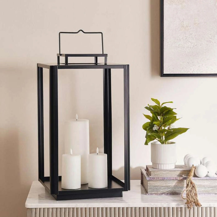 Elnur Metal Lantern 30.5X30.5X54Cm - Black