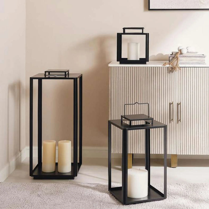 Elnur Metal Lantern 30.5X30.5X54Cm - Black