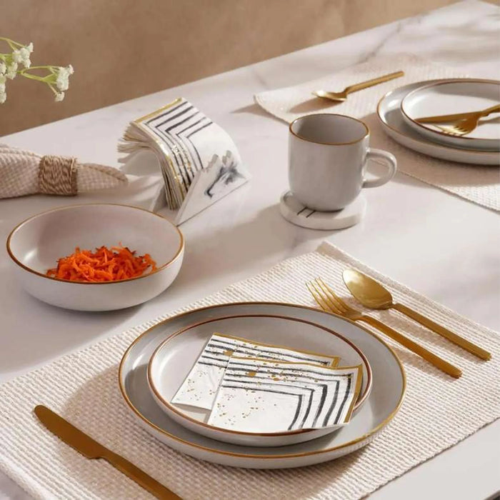 Elsa Reactive 16-Piece Stoneware Dinner Set - Grey