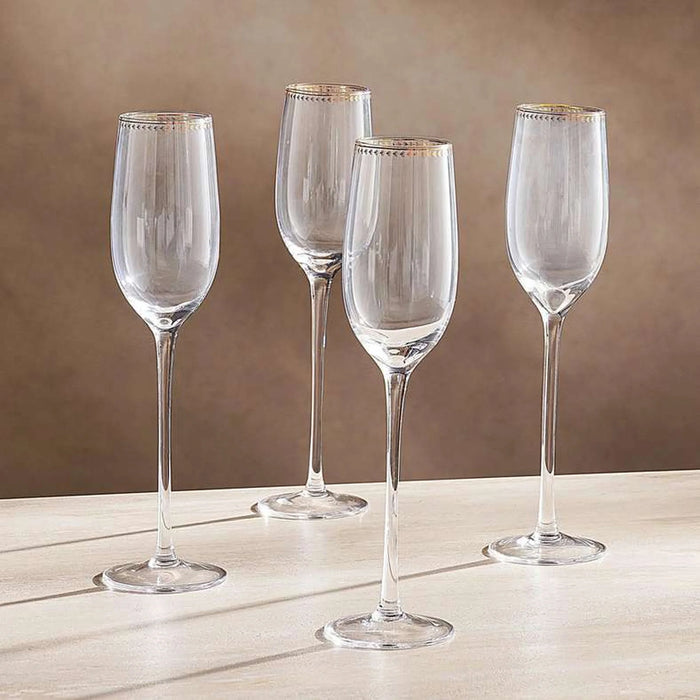 Elven 4-Piece Flute Glass Set 210Ml -Clear