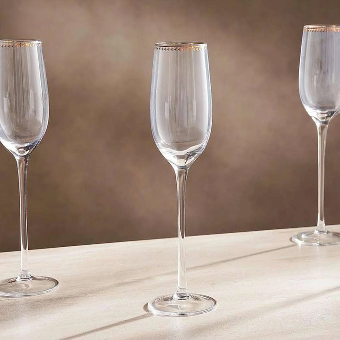 Elven 4-Piece Flute Glass Set 210Ml -Clear