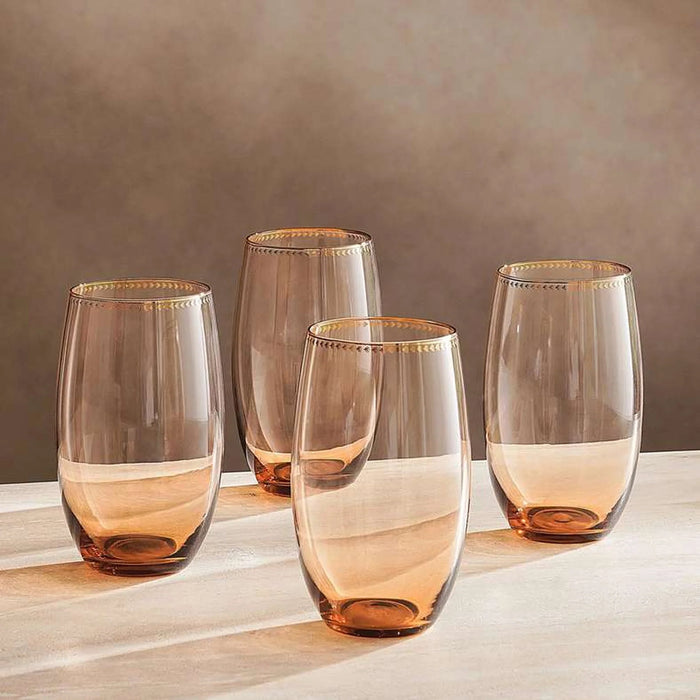 Elven 4-Piece Highball Glass Set  580Ml -Amber