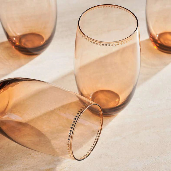 Elven 4-Piece Highball Glass Set  580Ml -Amber