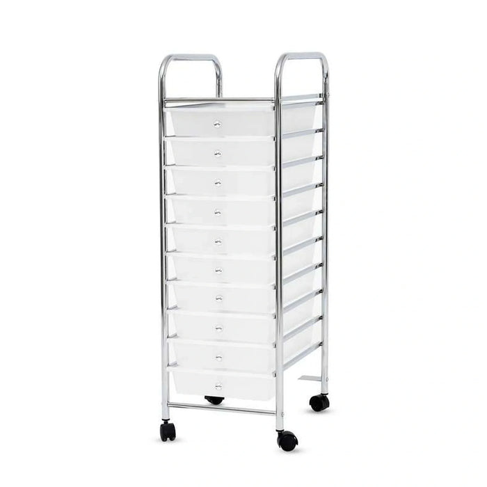 Elwood 10 Tier Drawer Rolling Cart - White Pan Home