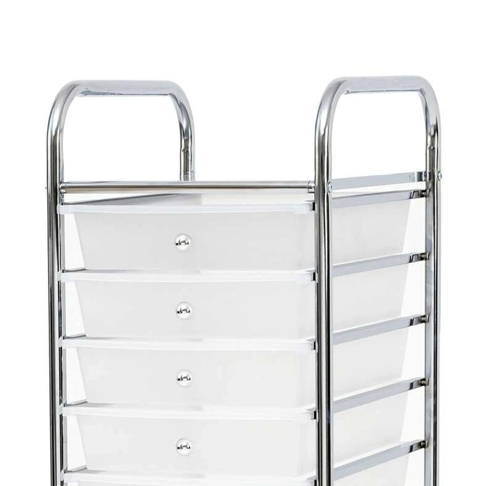 Elwood 10 Tier Drawer Rolling Cart - White Pan Home