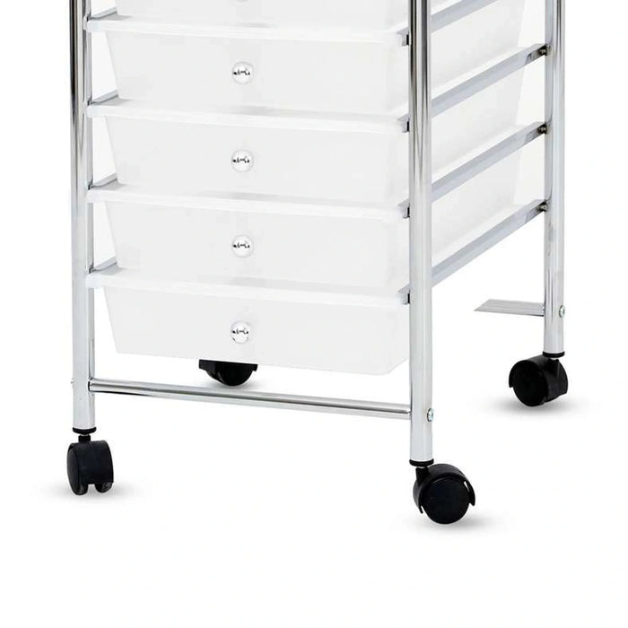 Elwood 10 Tier Drawer Rolling Cart - White Pan Home