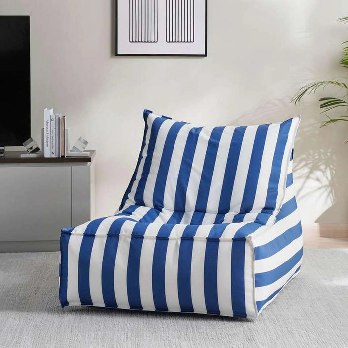 Elysian Stripe Indoor/Outdoor Chair Bean Bag Large - Blue Pan Home
