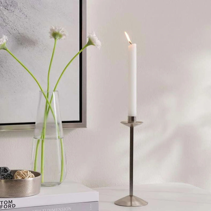 Ember Metal Taper Candle Holder 9.5X9.5X23Cm - Nickel