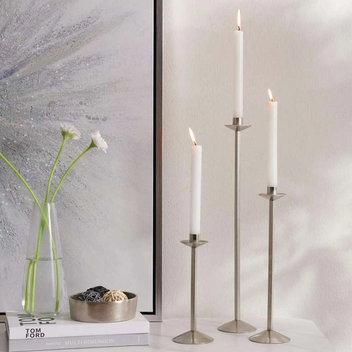 Ember Metal Taper Candle Holder 9.5X9.5X48.5Cm - Nickel