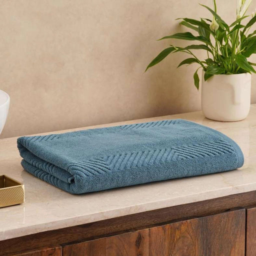 Embossa Textured Bath Towel - Blue Pan Home