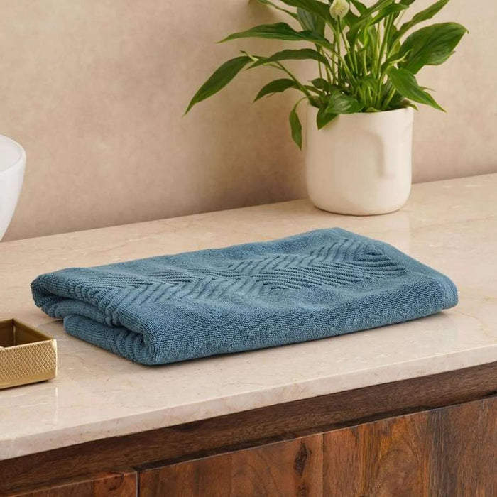 Embossa Textured Hand Towel 50X90Cm - Blue