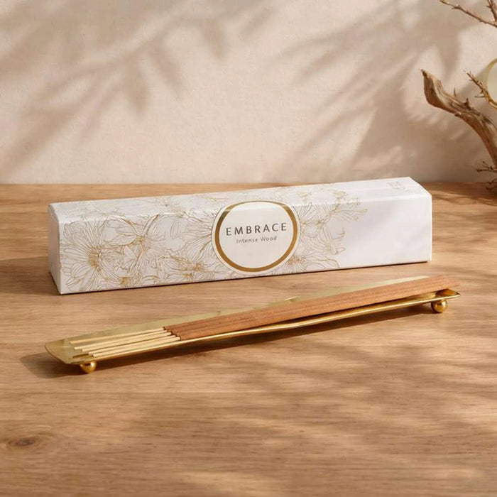 Embrace Intense Wood 40-Piece Incense Sticks With Holder - Gold