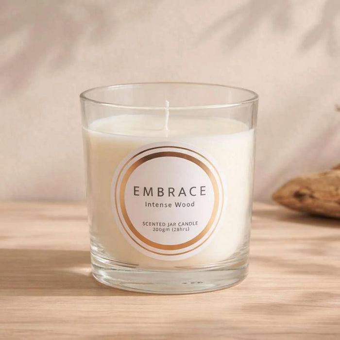 Embrace Intense Wood Jar Candle 200Gm - White