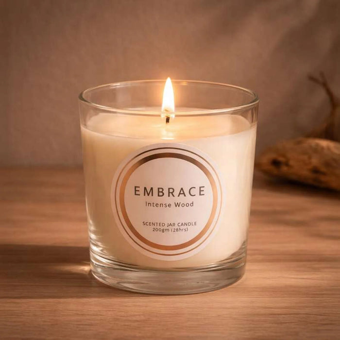 Embrace Intense Wood Jar Candle 200Gm - White