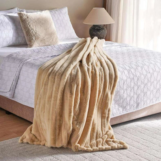 Embriva Ribbed Fur Blanket 150X200Cm - Beige Pan Home