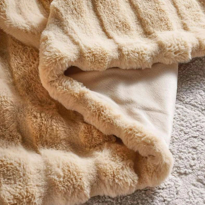 Embriva Ribbed Fur Blanket 150X200Cm - Beige Pan Home