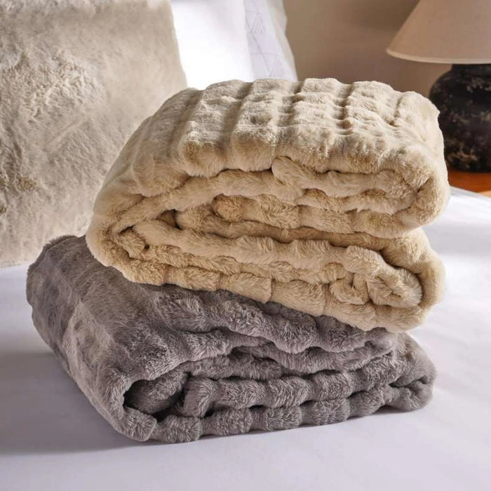 Embriva Ribbed Fur Blanket 150X200Cm - Beige Pan Home
