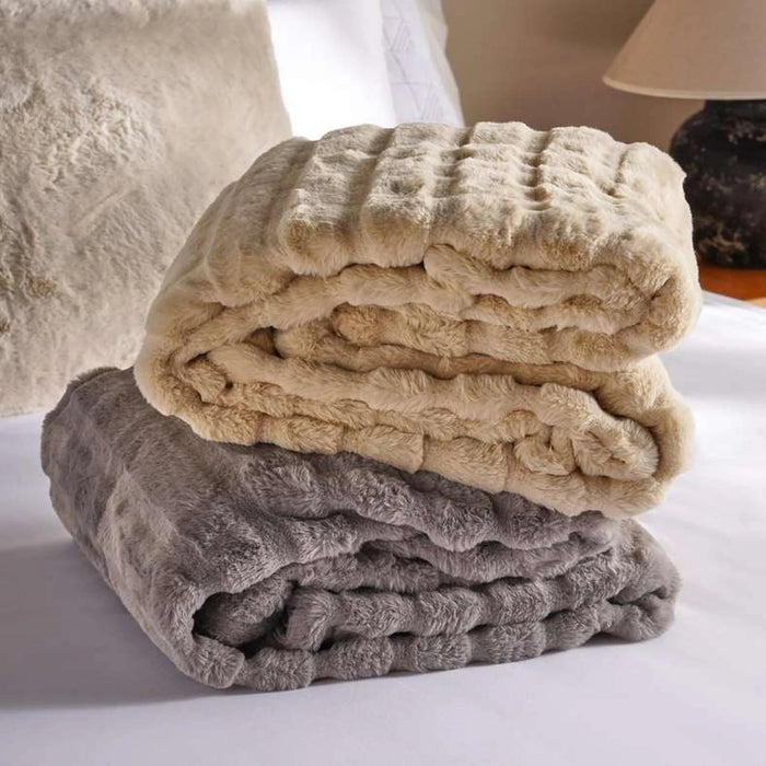 Embriva Ribbed Fur Blanket 150X200Cm - Grey Pan Home