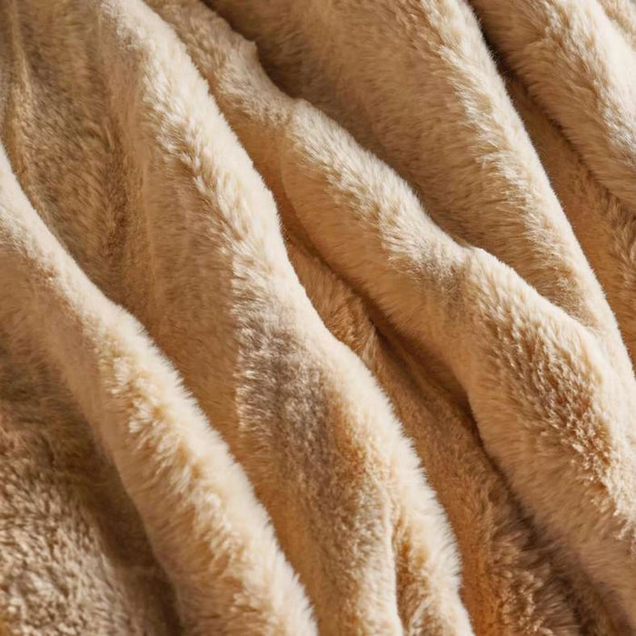 Embriva Ribbed Fur Blanket 220X240Cm - Beige