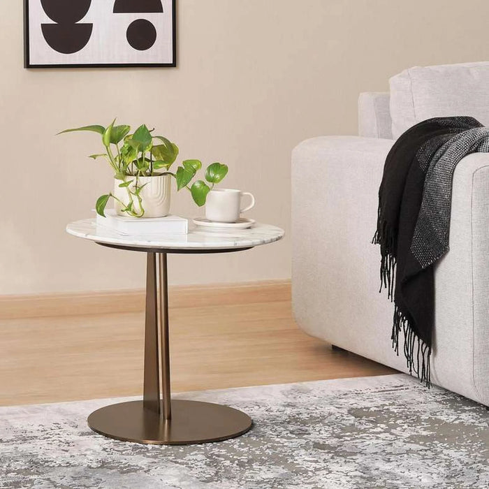 Emmett End Table Marble - White Gold