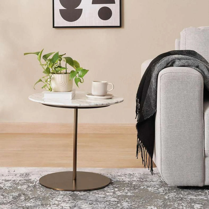 Emmett End Table Marble - White Gold