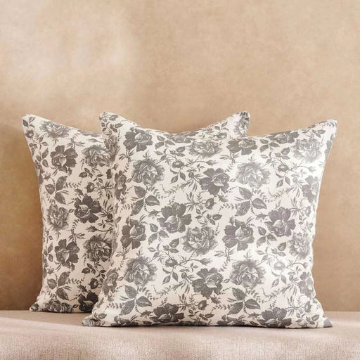 English Garden 2Piece Cotton Printed Cushion Cover Set 50X50Cm - Grey Pan Home