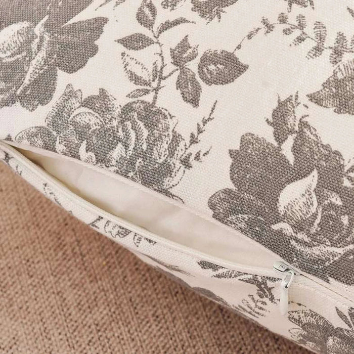 English Garden 2Piece Cotton Printed Cushion Cover Set 50X50Cm - Grey Pan Home