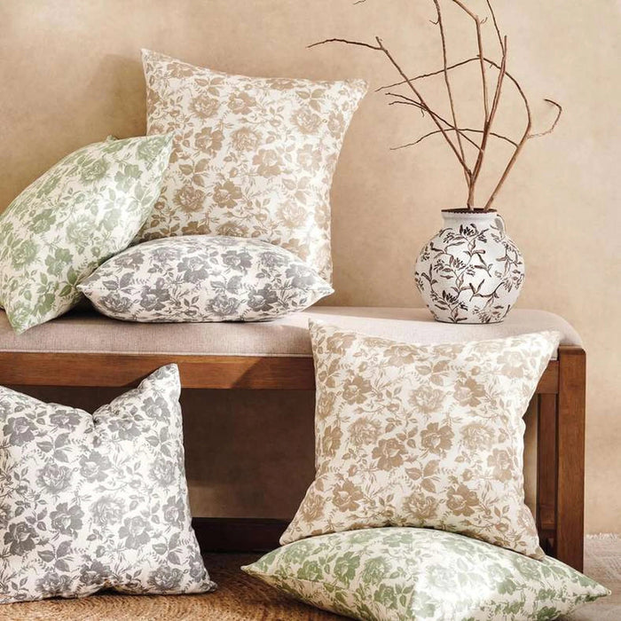 English Garden 2Piece Cotton Printed Cushion Cover Set 50X50Cm - Grey Pan Home